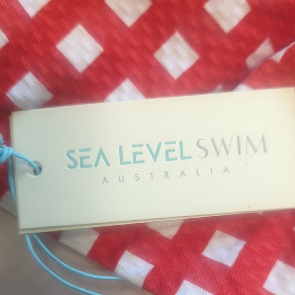NWT Sea Level Swim Red and White Checkered Bikini Top, US 12 - Picture 2 of 6